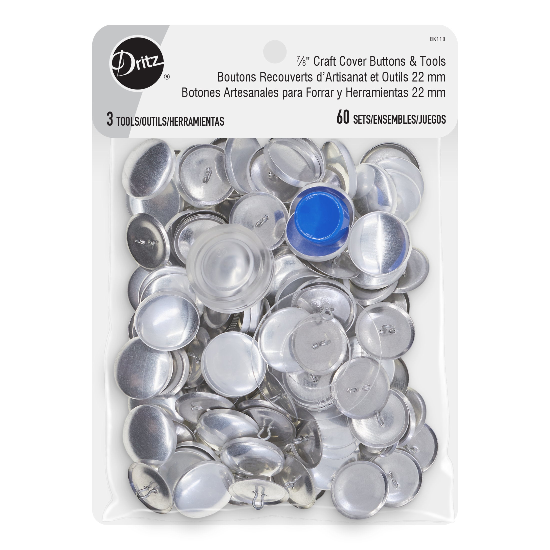 Dritz Craft Cover Boutons à recouvrir 22 mm x60 + outils