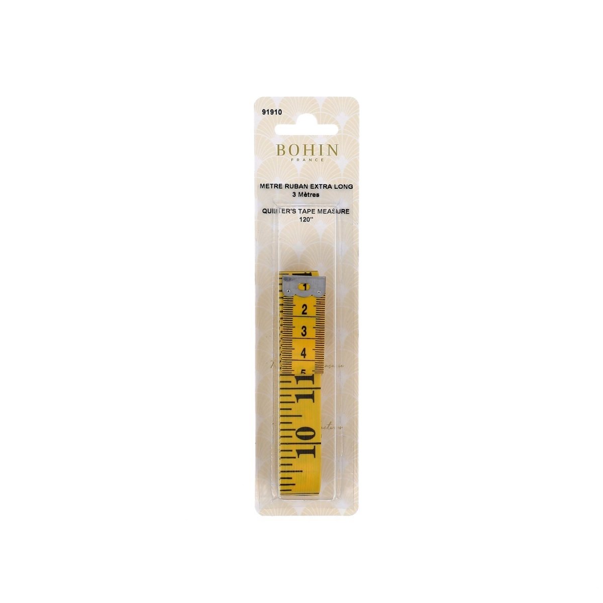 Bohin Mesure mètre ruban extra-long 3 m fibre verre