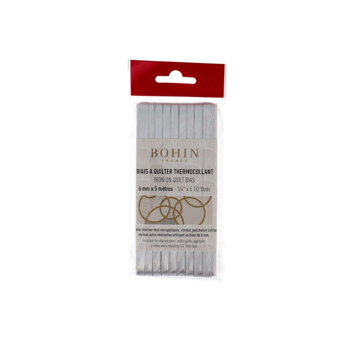 Bohin biais thermocollant coton Vert Noël 5 m x 6 mm