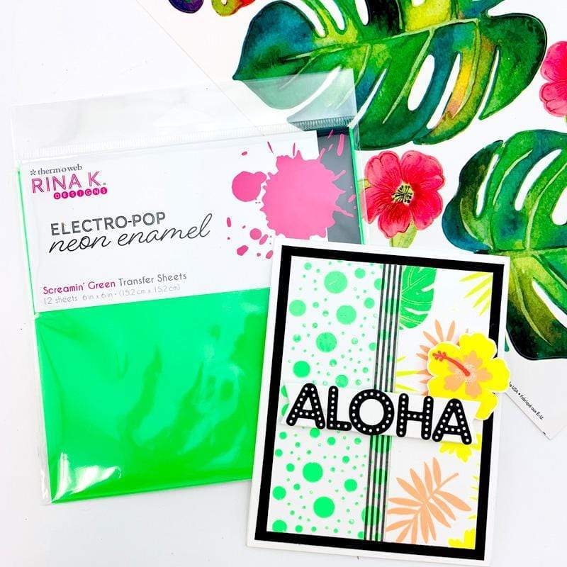 Rina K. Designs Neon Enamel transfert Screamin Green 12 feuilles