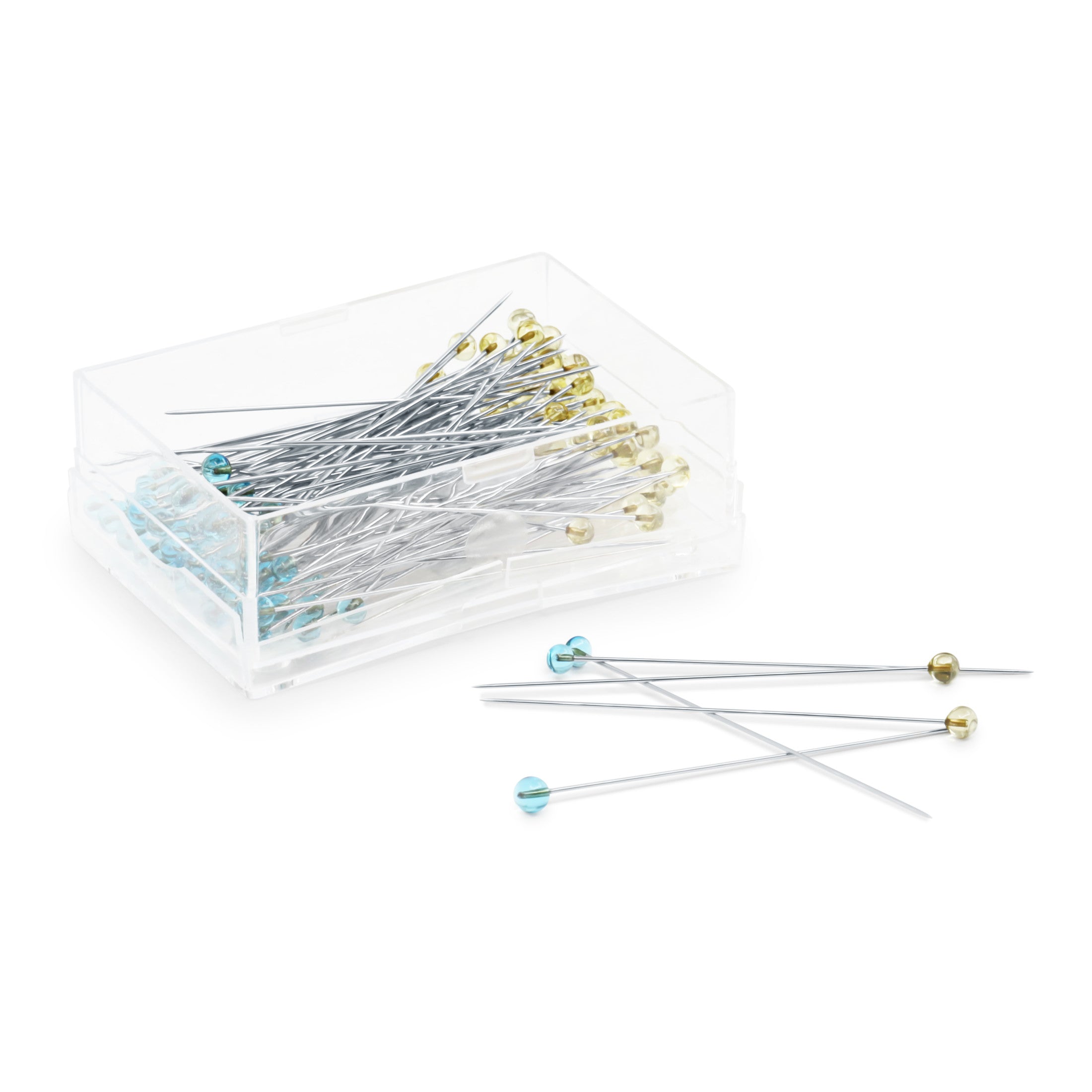 Dritz Crystal épingles tête verre bleu jaune 100 pc
