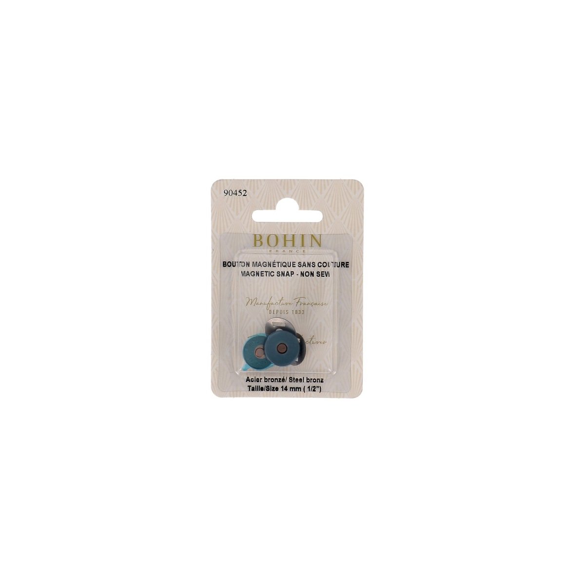 Bohin Boutons magnétiques sans couture Argent 14 mm