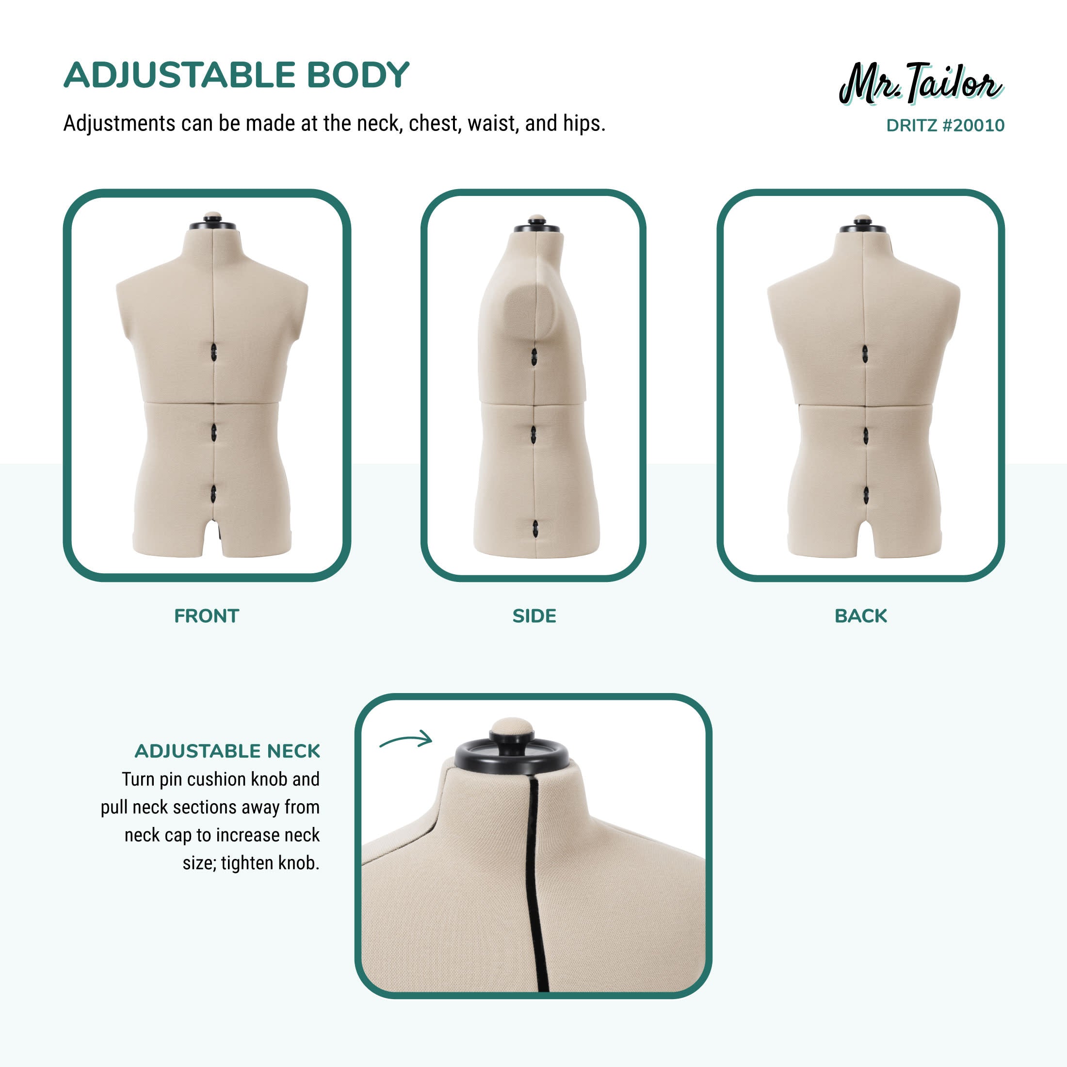 Dritz Adjustable Dress Forms Mr Tailor mannequin homme réglable