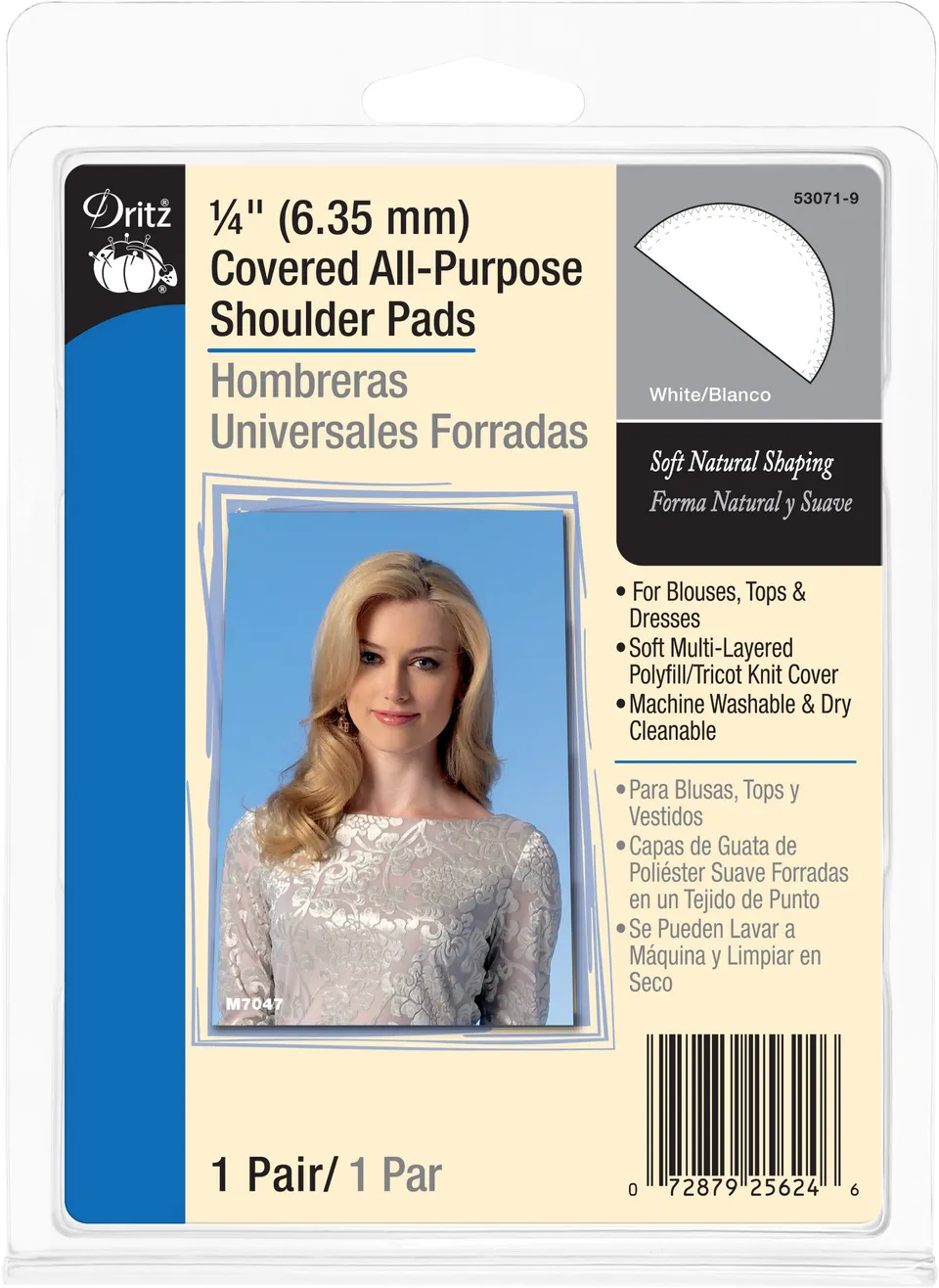 Dritz épaulettes couture recouvertes 6 mm blanc 1 paire