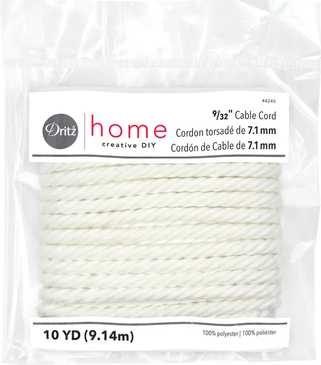 Dritz cordon cable blanc polyester 7mm x 9m