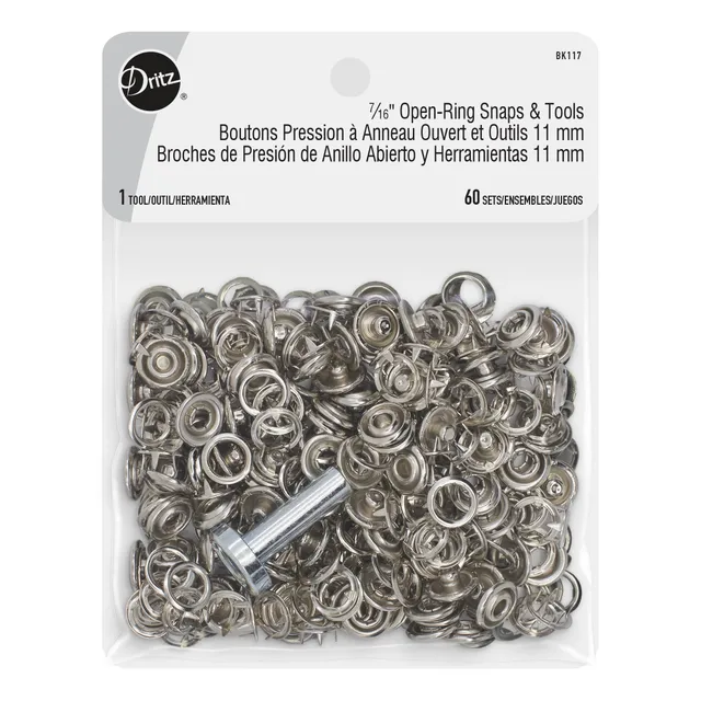 Dritz BK117 boutons pression nickel 11 mm 60 jeux