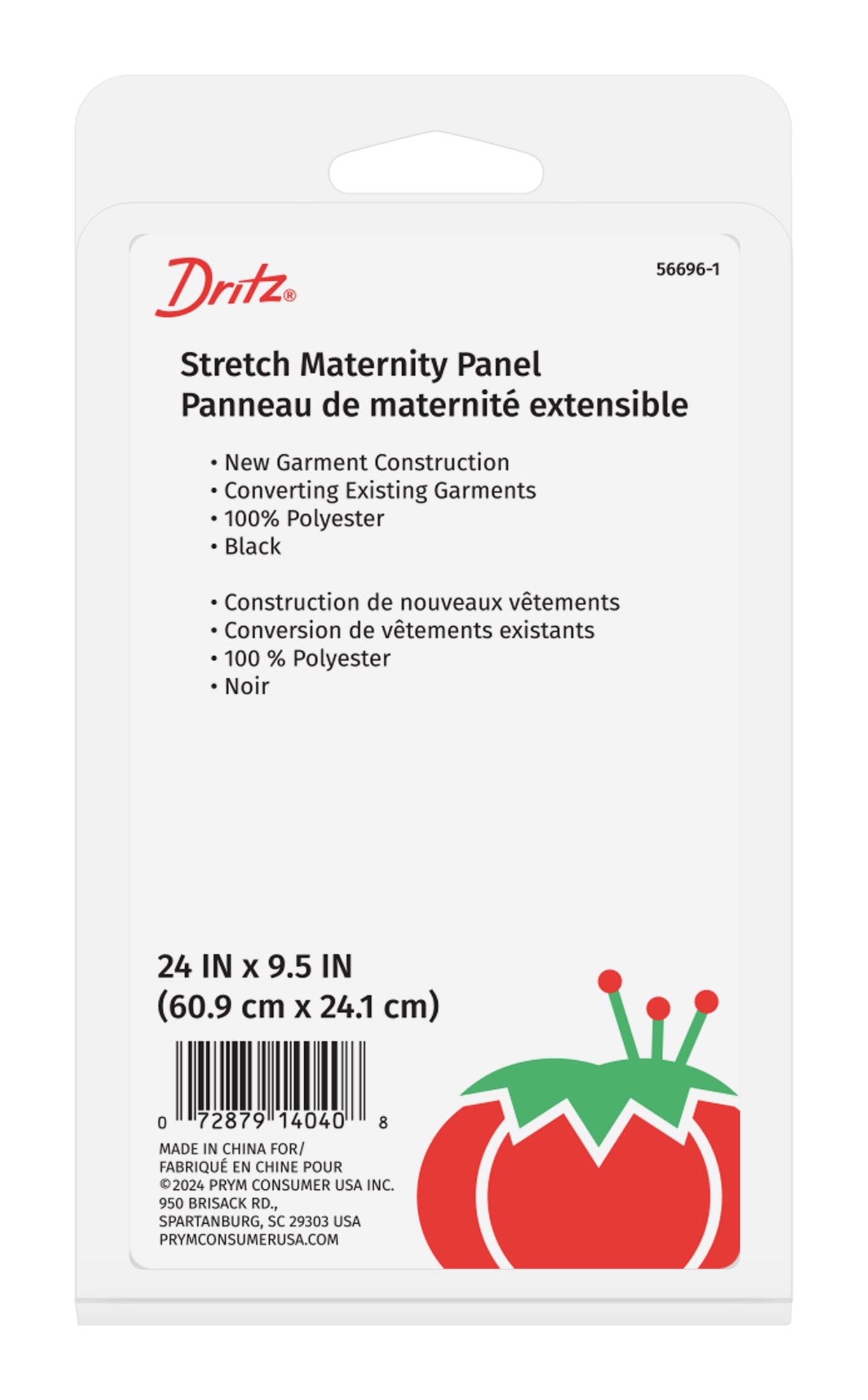 Dritz Elastics & Fabrics 56696-1 panneau maternité noir extensible