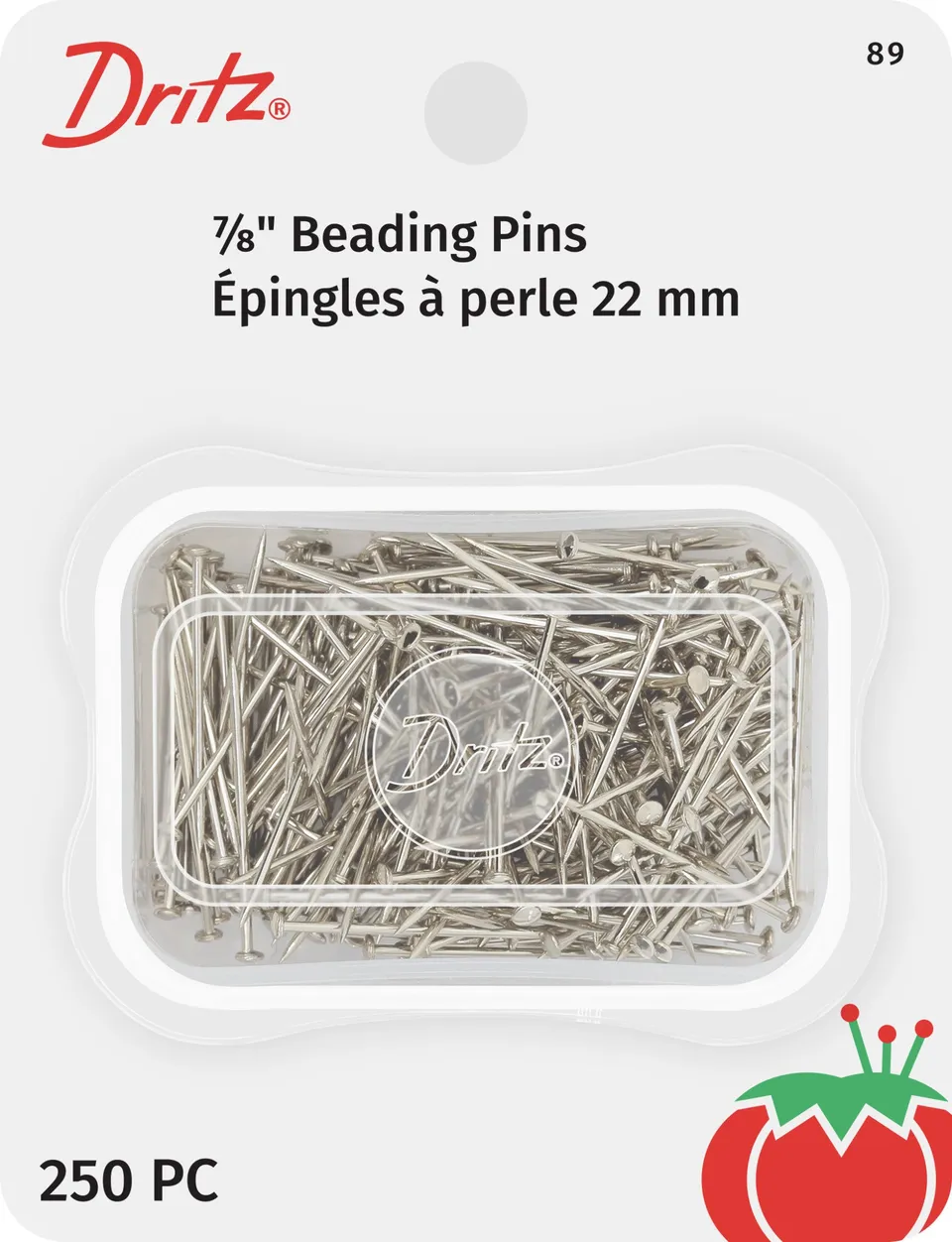 Dritz 89 épingles perles nickel 22 mm 250 pc