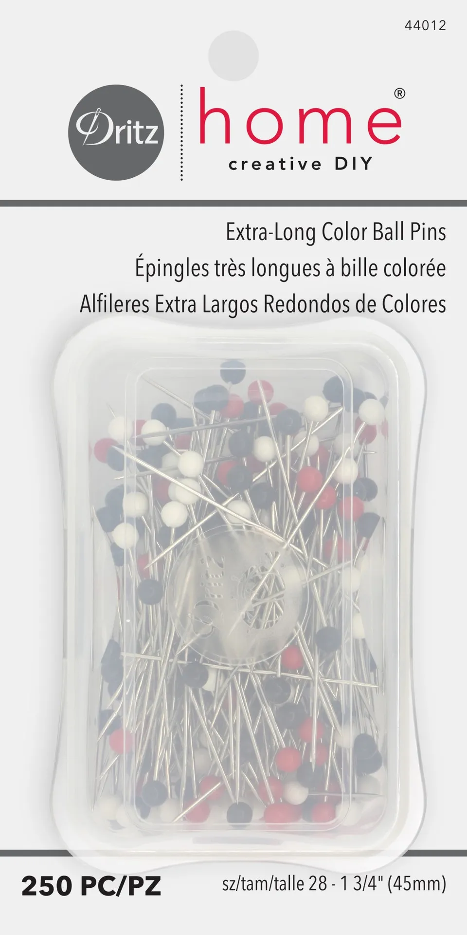 Dritz Épingles Boule Couleur 44 mm Acier 250 Pièces