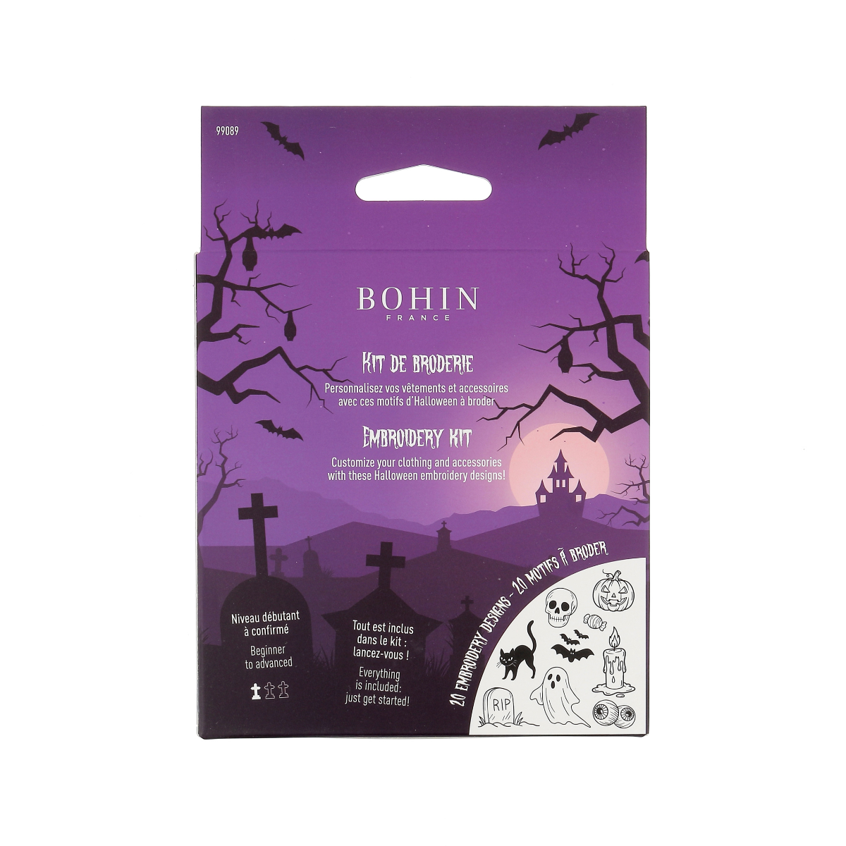 Bohin Halloween kit broderie 20 motifs hydrosoluble