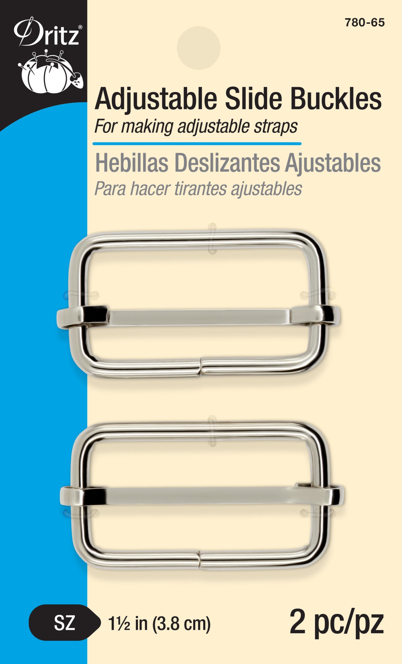 Dritz Fasteners boucles réglables 3,8 cm noir métal sac