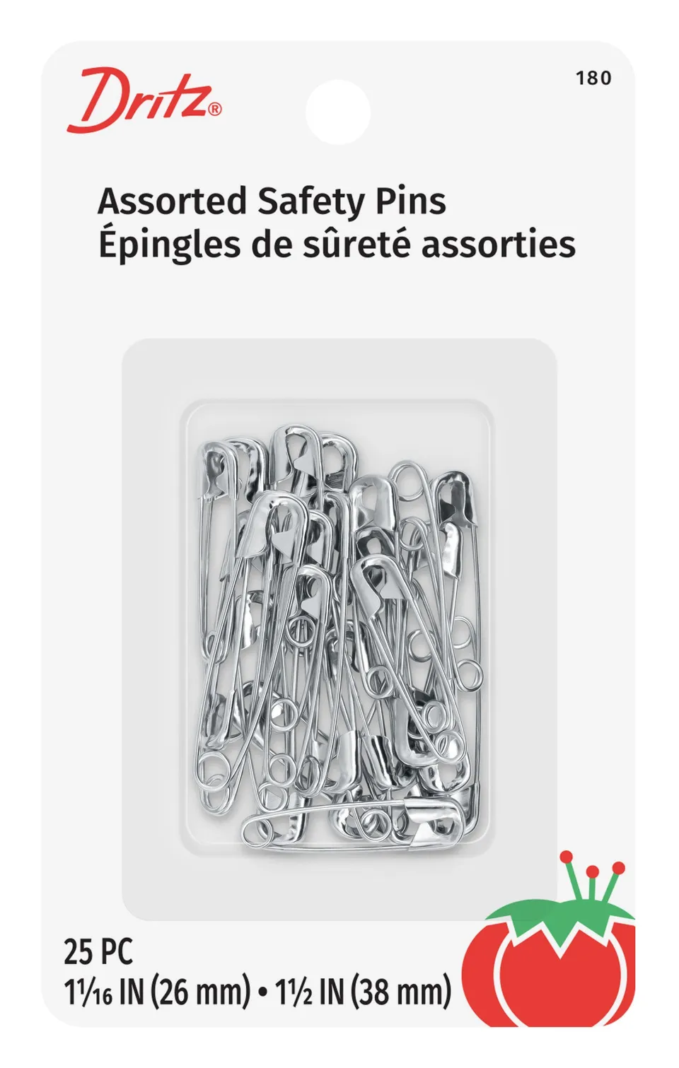 Dritz Pins 180 épingle sûreté nickel assorties x25