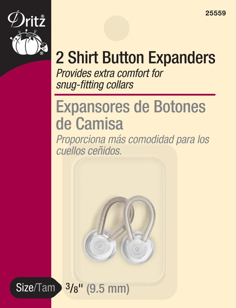 Dritz 25559 Extenseurs Bouton Chemise 10 mm x2