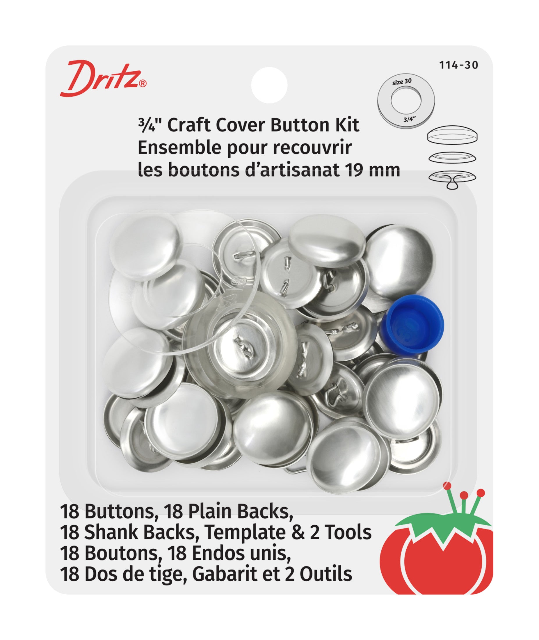 Dritz Kit Boutons à Recouvrir 7/8" Tissu Personnalisé
