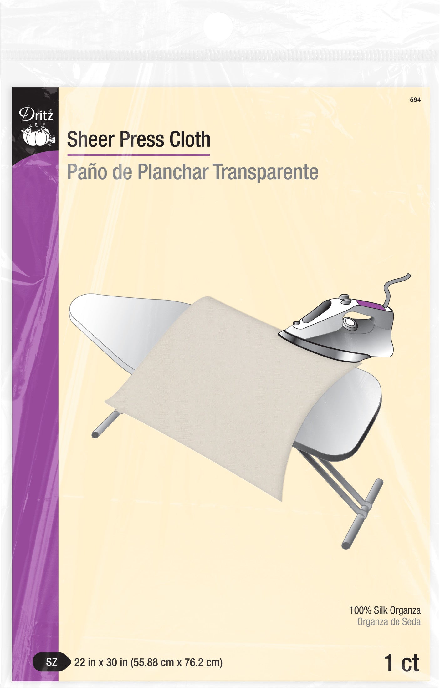 Dritz Sheer pattemouille soie organza 56 x 76 cm repassage