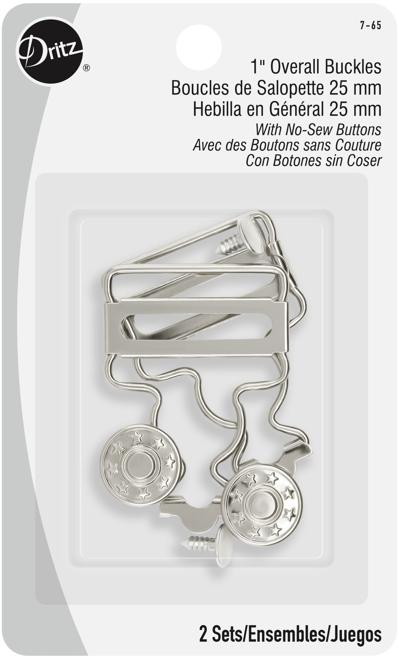 Dritz 7-65 boucles salopette nickel 1" 2 pièces