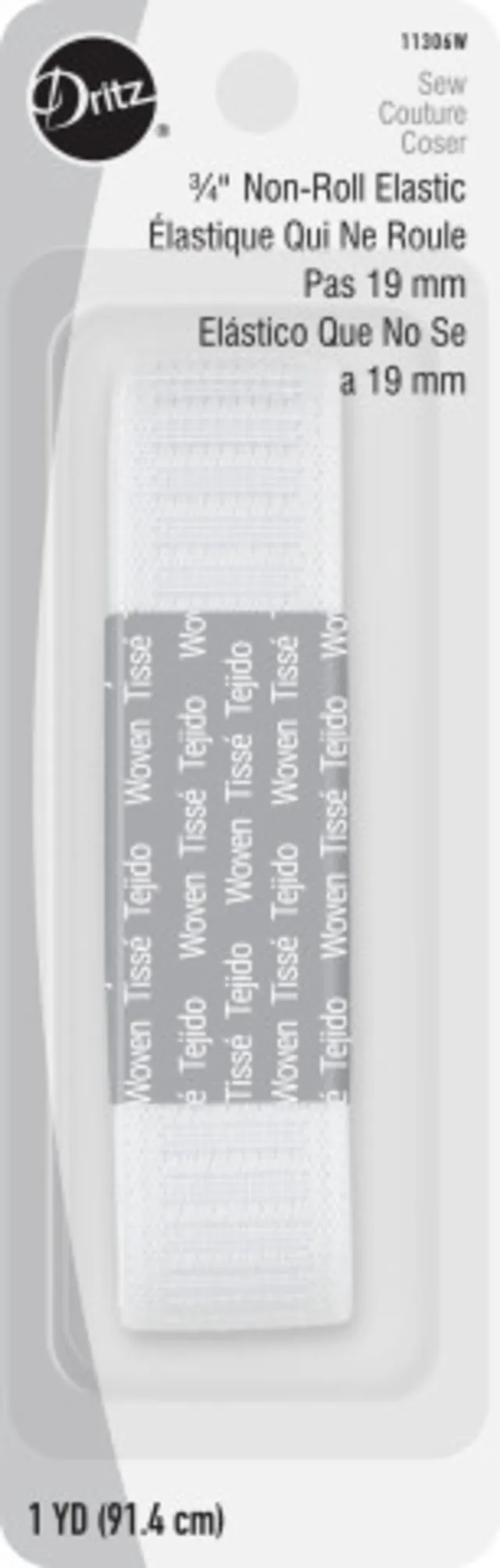 Dritz Elastics 11306W élastique anti-roule blanc 19 mm 1 yard