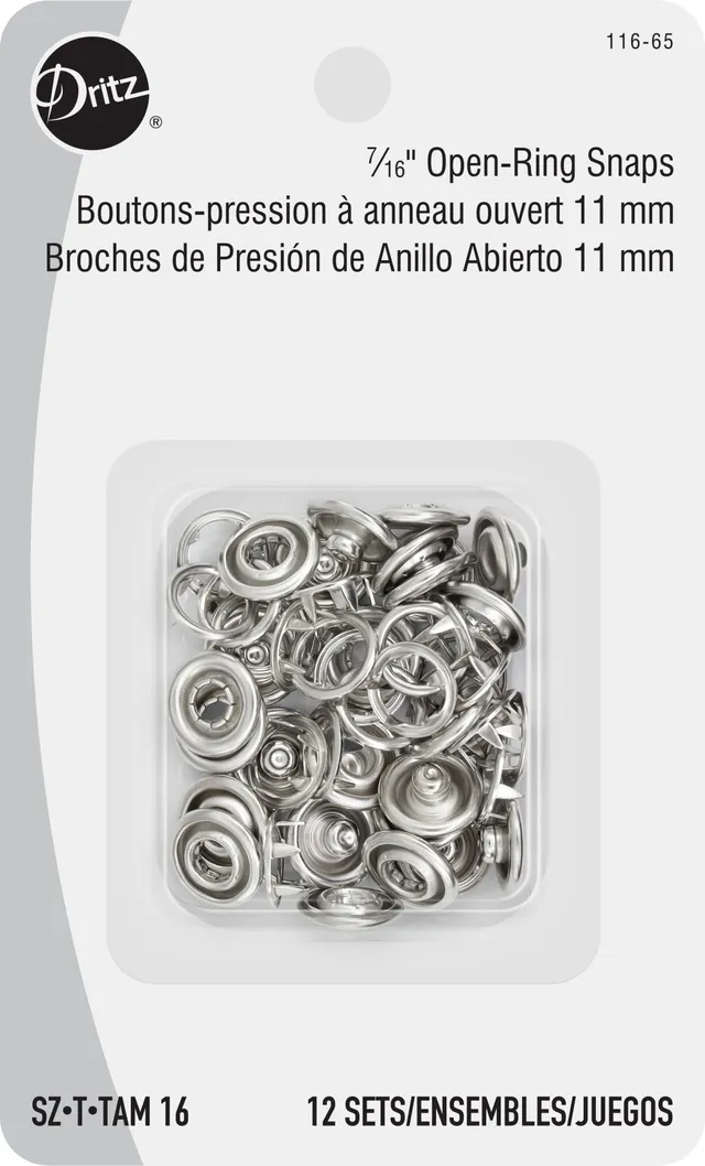 Dritz 116-65 boutons pression nickel 11 mm 12 jeux