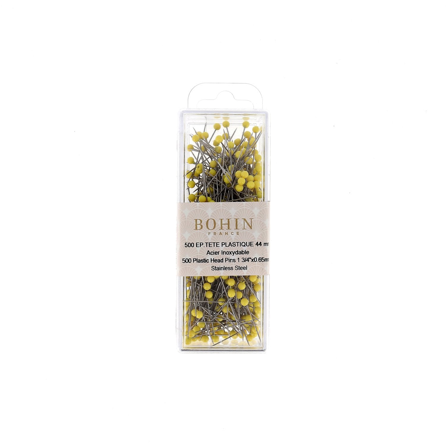 Bohin Épingles tête plastique jaune 44 mm 80 épingles