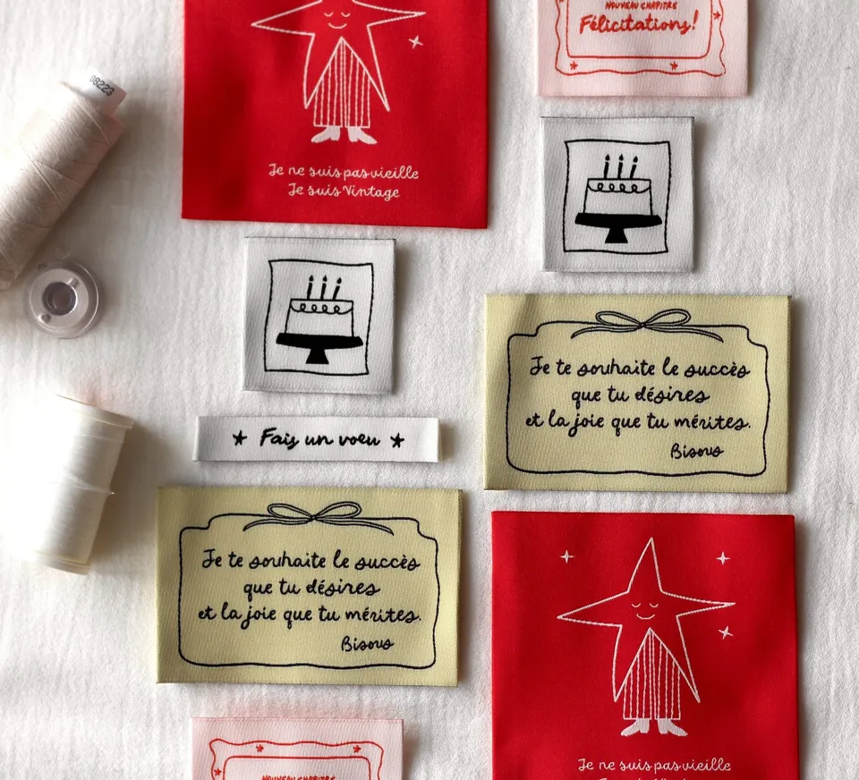 La Petite Maison Couture Pack Anniversaire étiquette tissu x10 fête