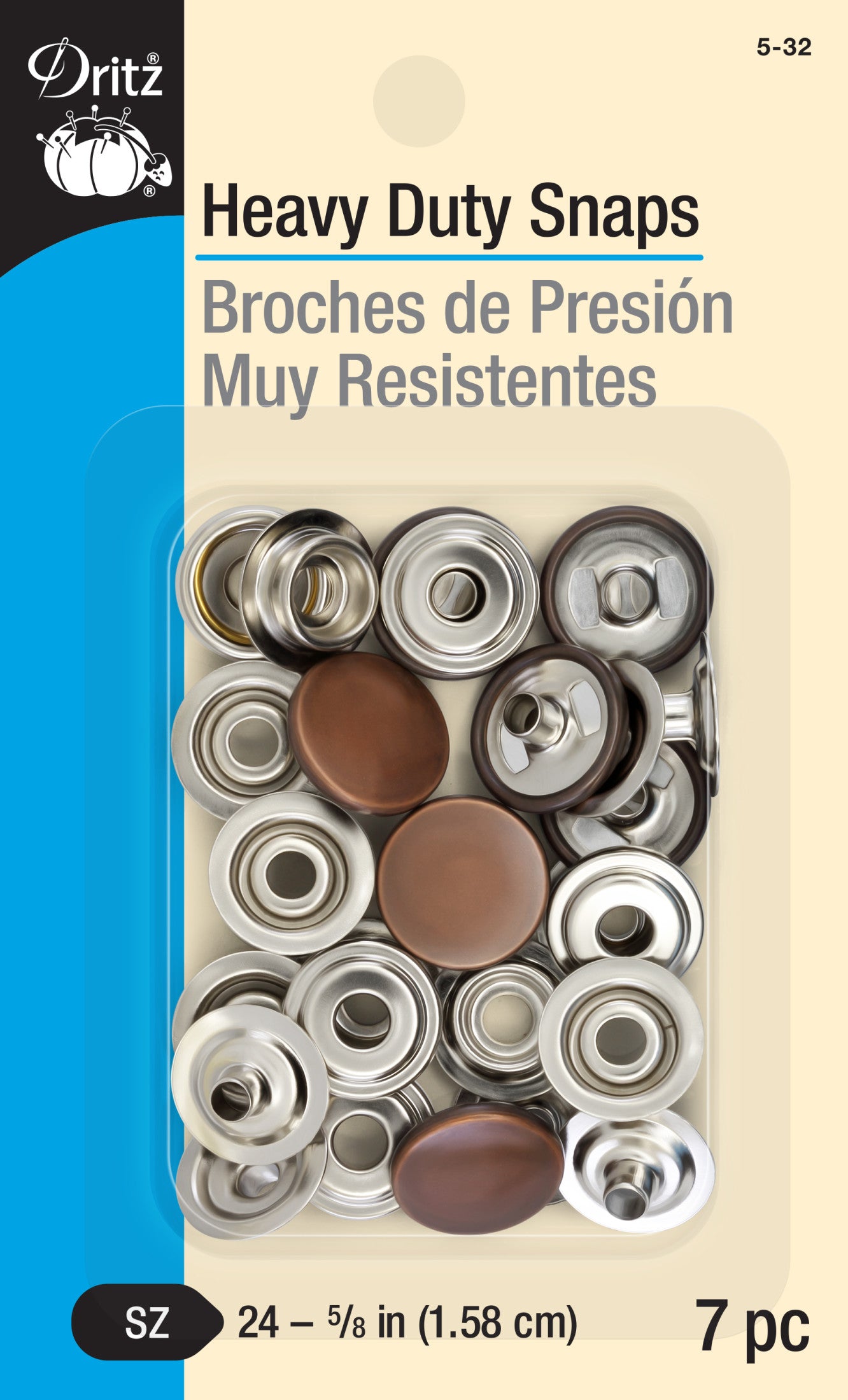 Dritz boutons pression métal 15 mm blanc 7 jeux