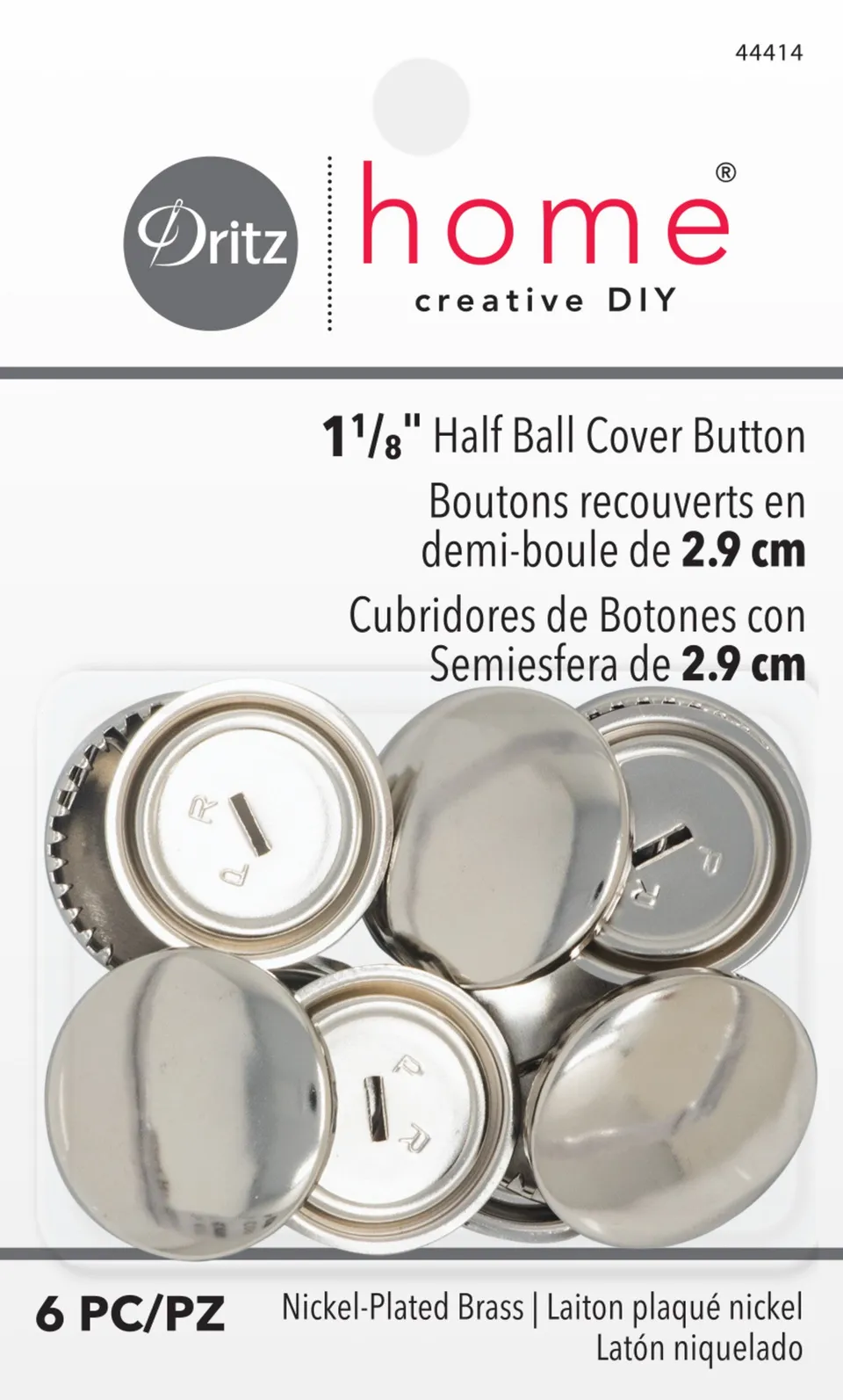 Dritz 44414 boutons à recouvrir nickel 28 mm x6