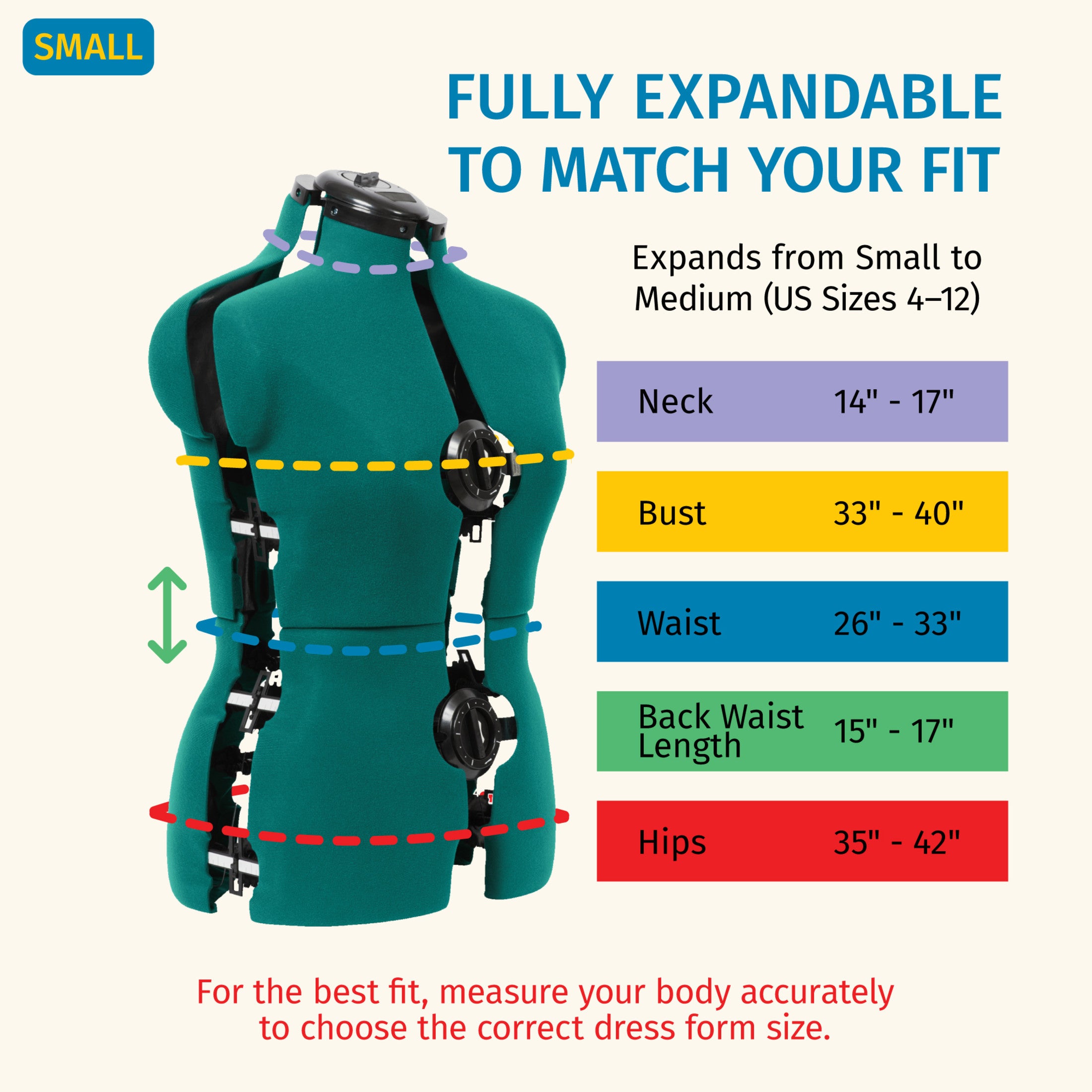 Dritz Sew You mannequin couture réglable Small vert
