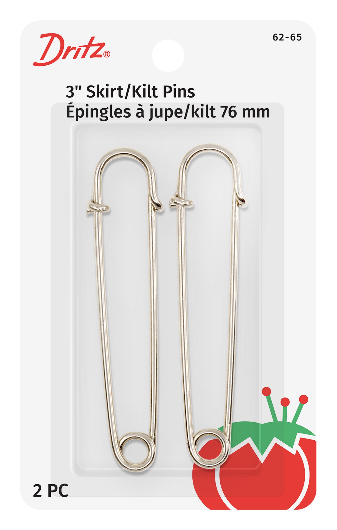 Dritz Épingle kilt jupe 75 mm nickel 2 pc