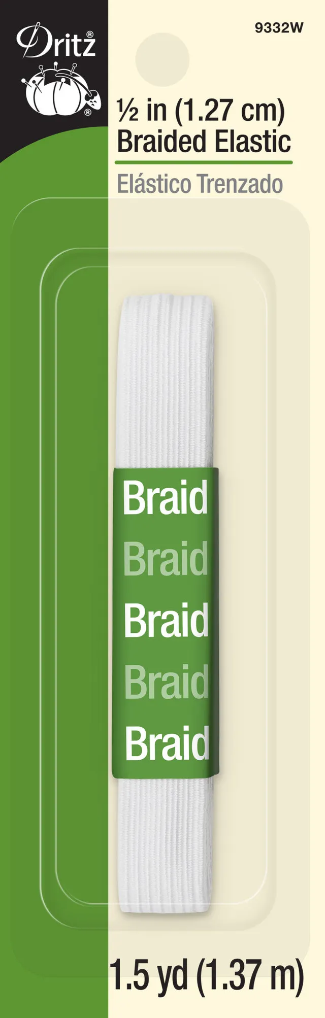 Dritz Elastics Braided élastique blanc 1/2 1-1/2 yd