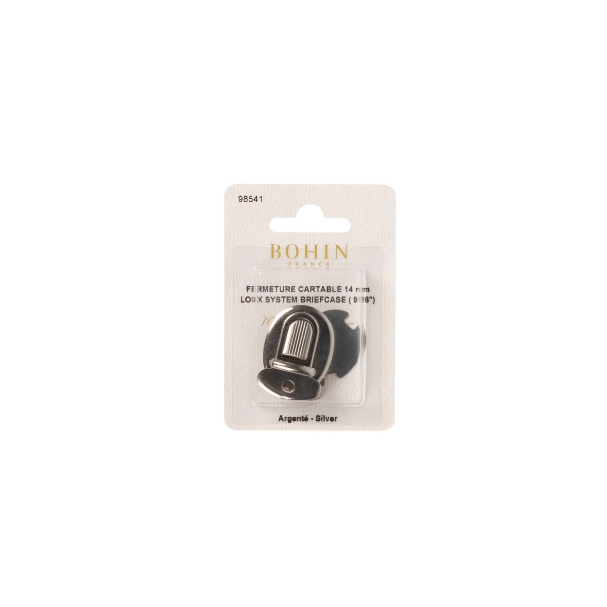 Bohin petit fermoir cartable métal argent 14 mm