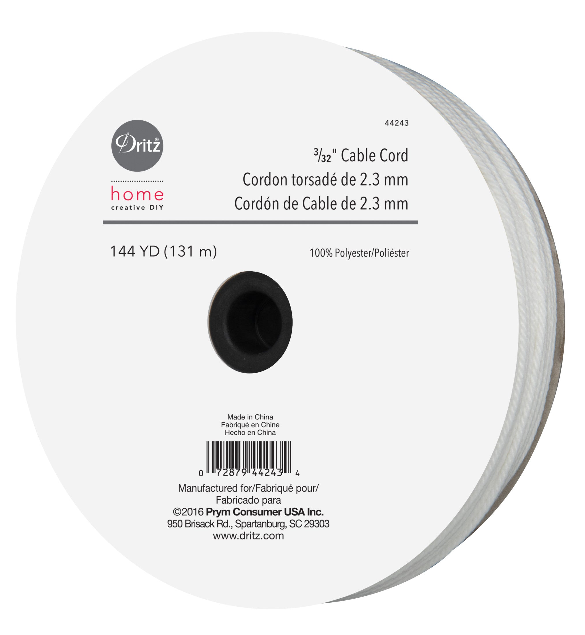 Dritz Elastics câble cordon blanc 3/32" 10 yd
