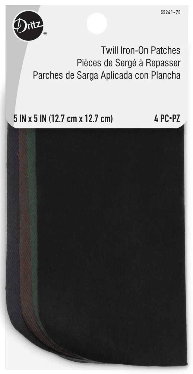 Dritz Twill 5" x 5" écusson thermocollant assortiment foncé 4 pcs