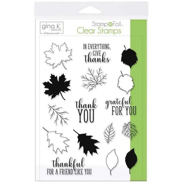 Gina K. Designs Thankful Leaves set tampons automne foil