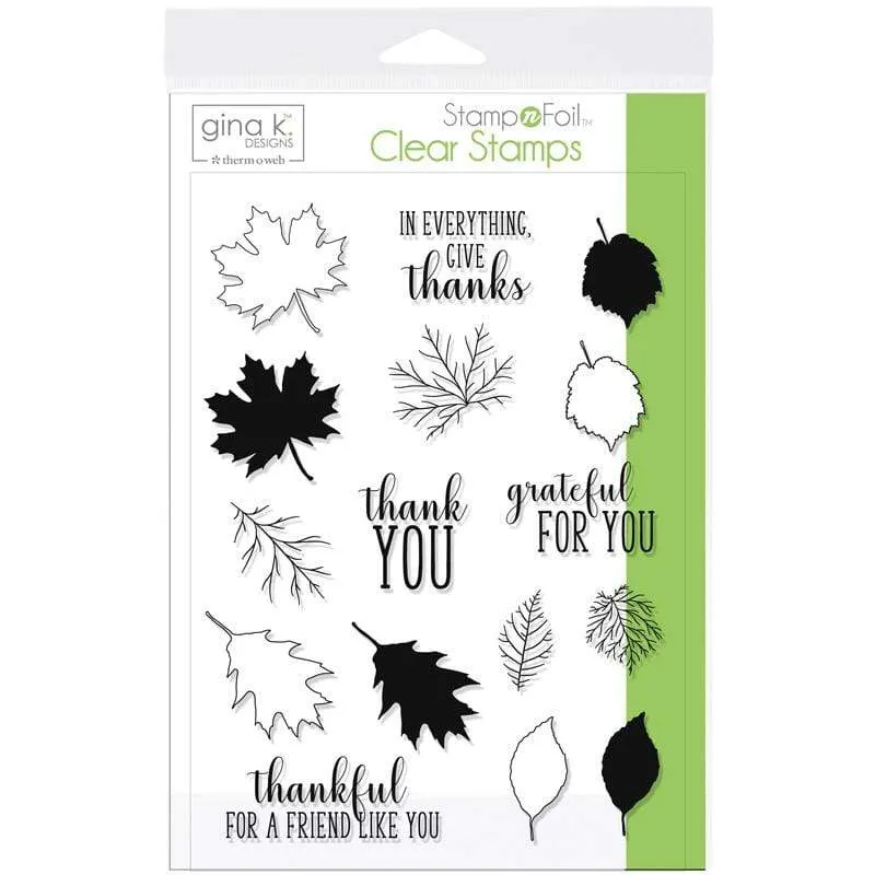 Gina K. Designs Thankful Leaves set tampons automne foil