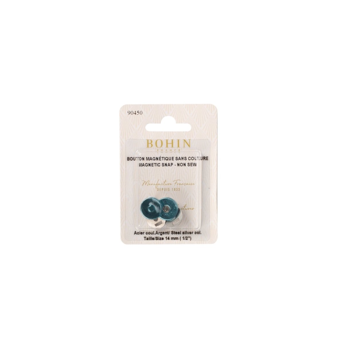 Bohin Boutons magnétiques sans couture Argent 14 mm