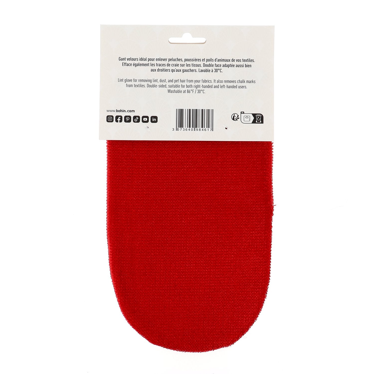 Bohin Accessoires entretien textile gant velours 26x14 cm