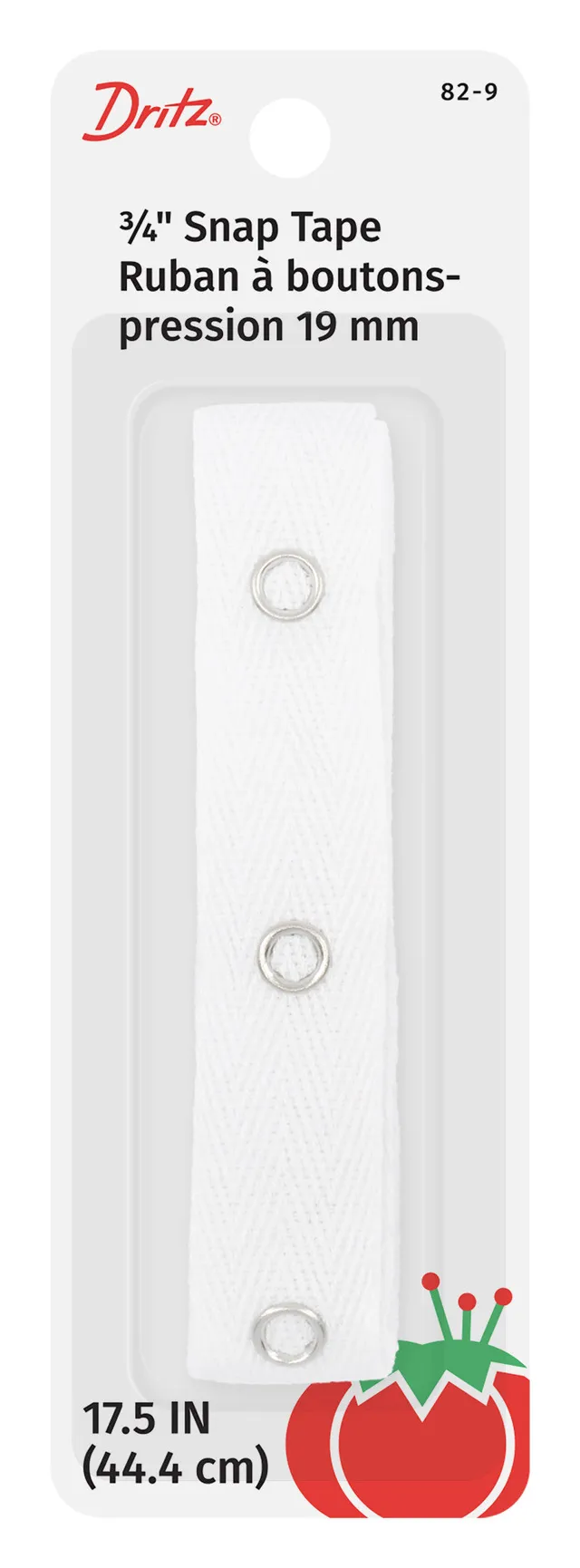 Dritz ruban pressions blanc 44,5 cm 12 pressions