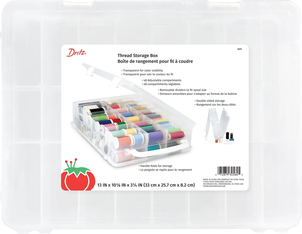 Dritz Storage Boite fil couture 48 cases transparente