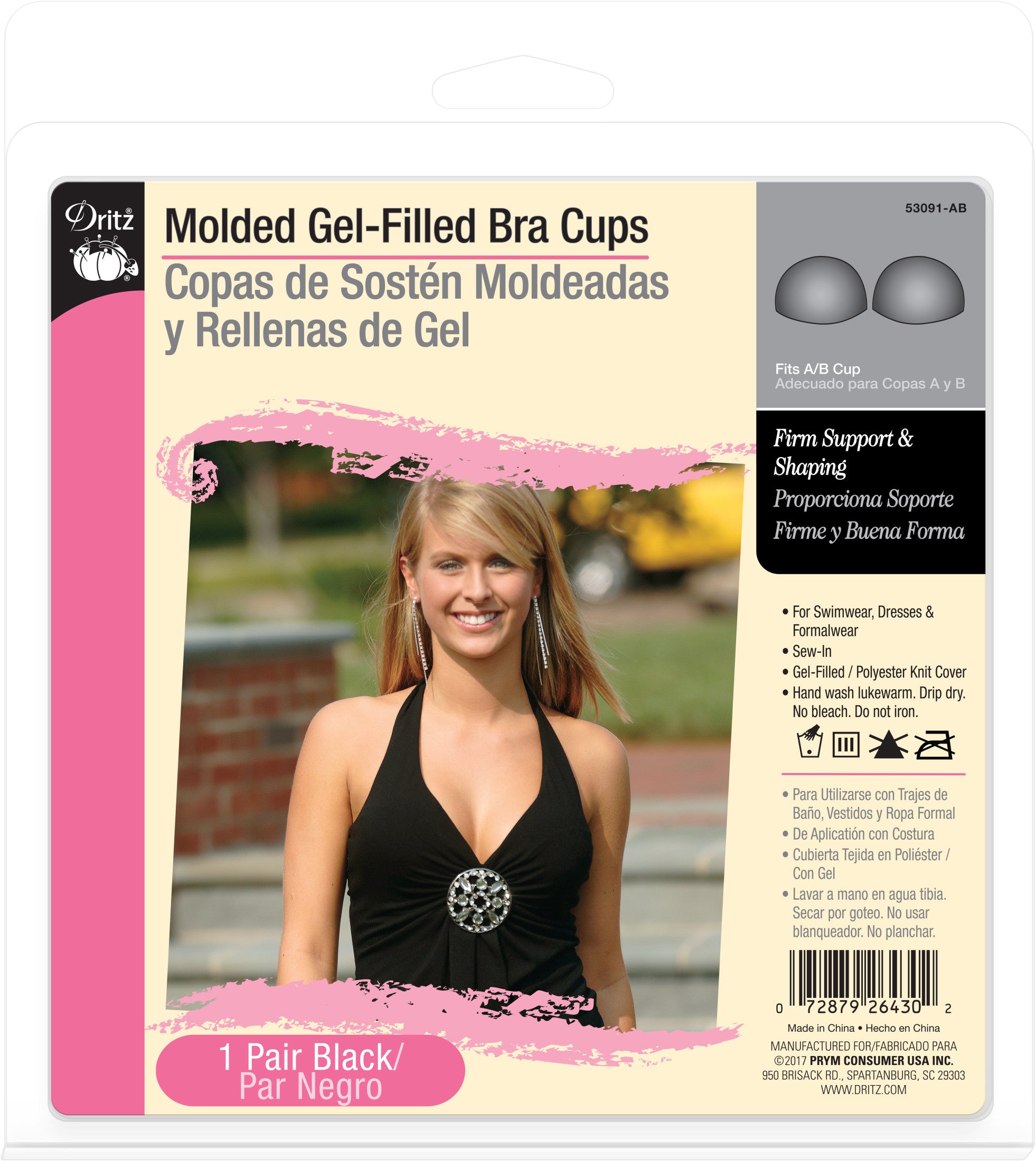 Dritz coque soutien-gorge gel noir bonnet A/B paire