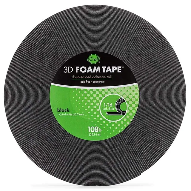 HeatnBond iCraft 3D Foam ruban mousse noir jumbo 108 ft relief