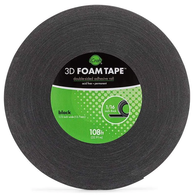 HeatnBond iCraft 3D Foam ruban mousse noir jumbo 108 ft relief