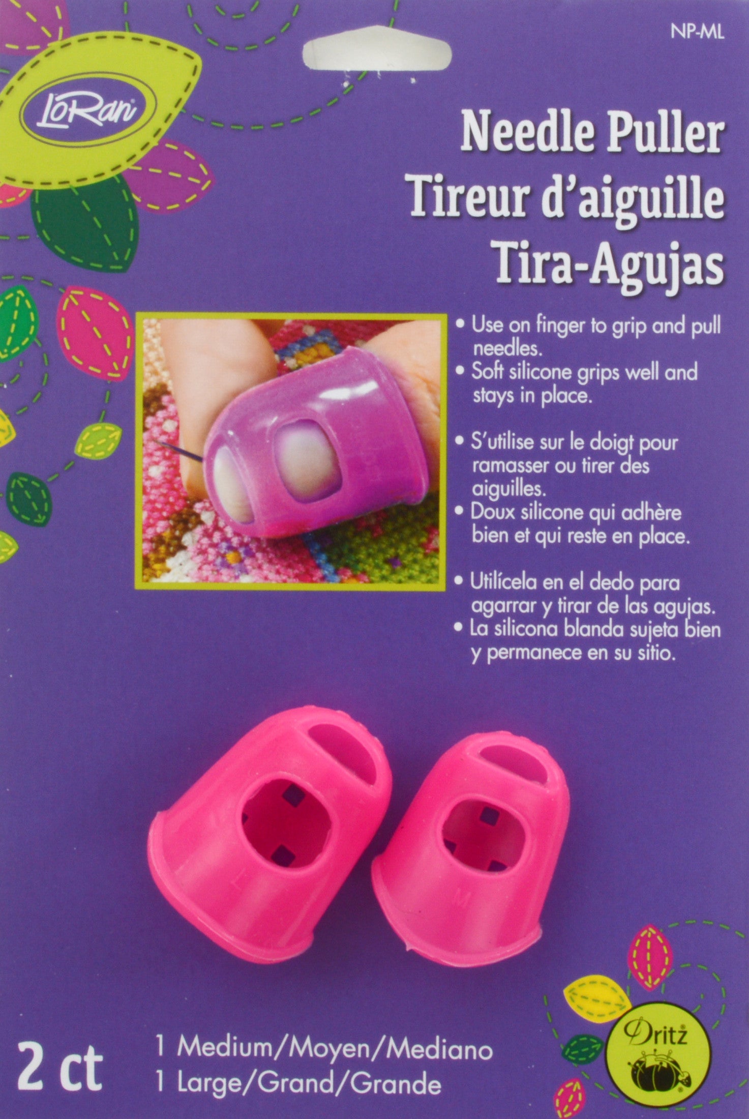 Dritz Needles Tire-Aiguille Small & Medium lot 2 grip silicone