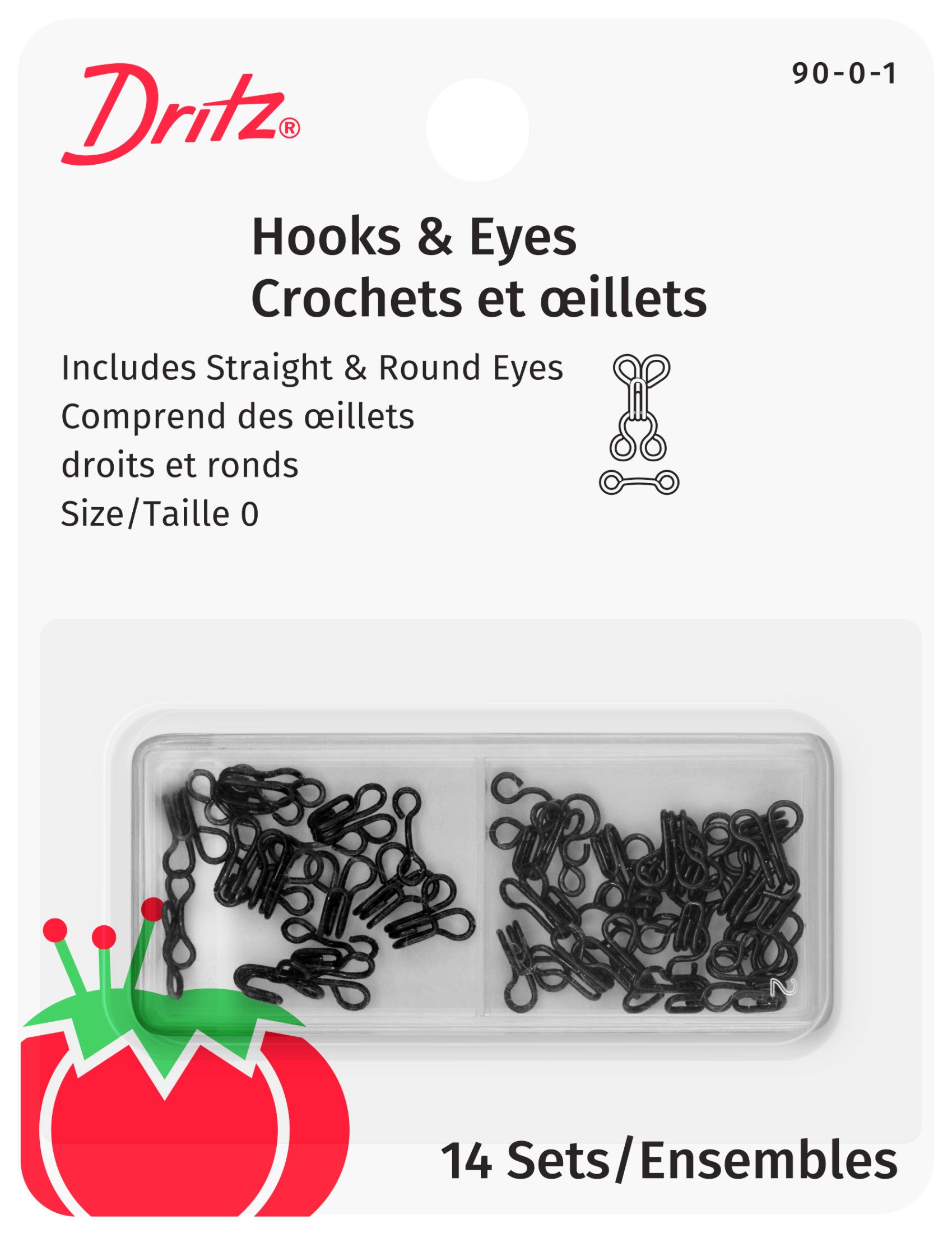 Dritz Fasteners Agrafes crochets et yeux Noir 14 pcs T1