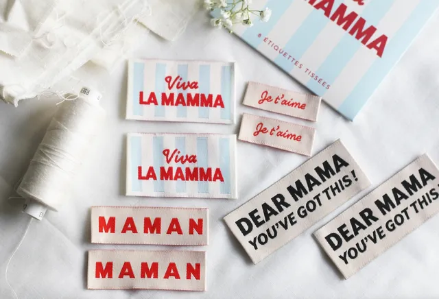 La Petite Maison Couture Viva la Mamma étiquettes tissées x8 maman