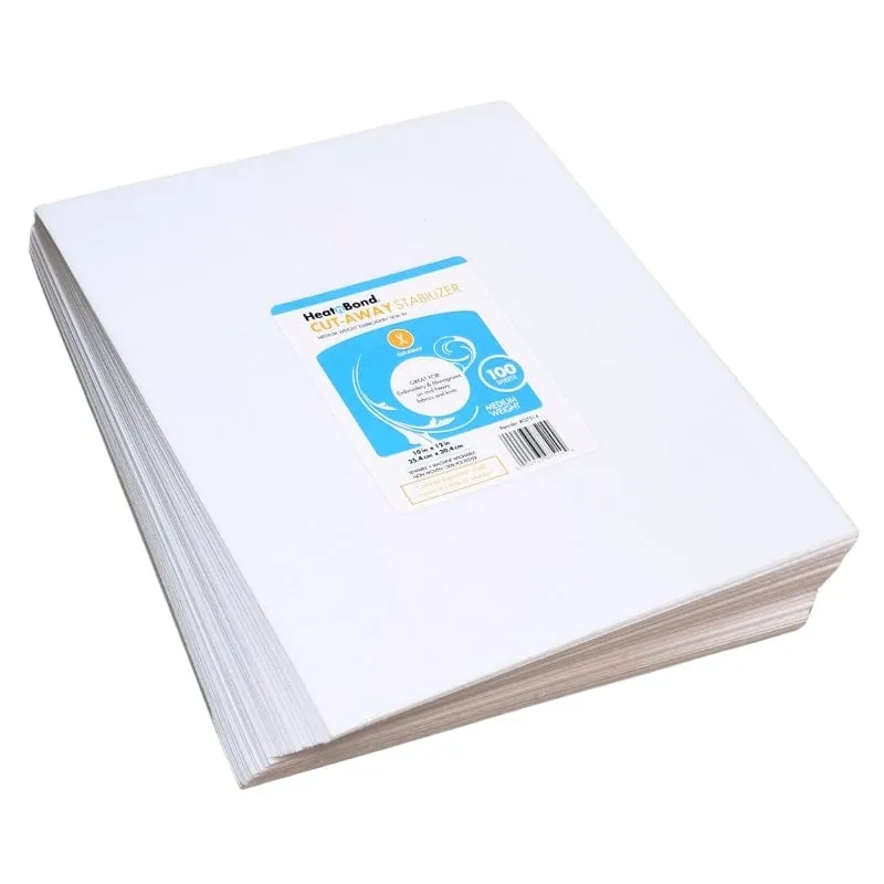 HeatnBond Tear Cut Wash stabilisateur broderie blanc 100 feuilles