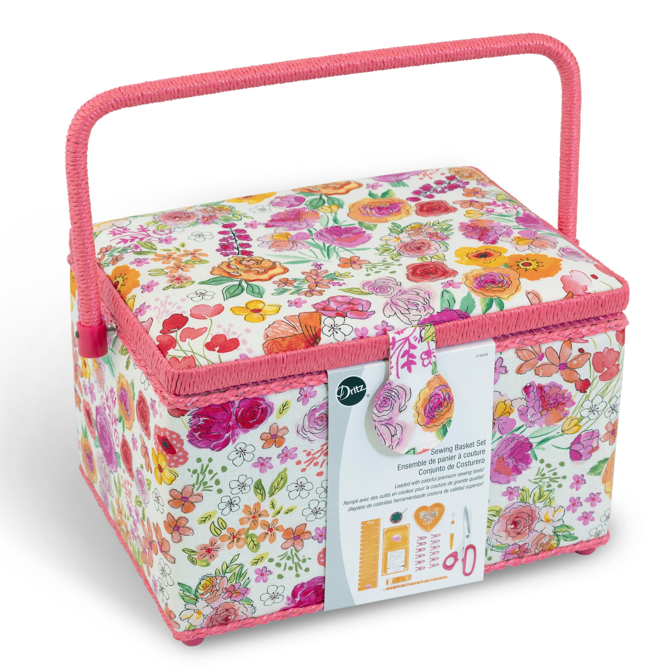 Dritz Sewing Baskets panier couture large rose orange lot