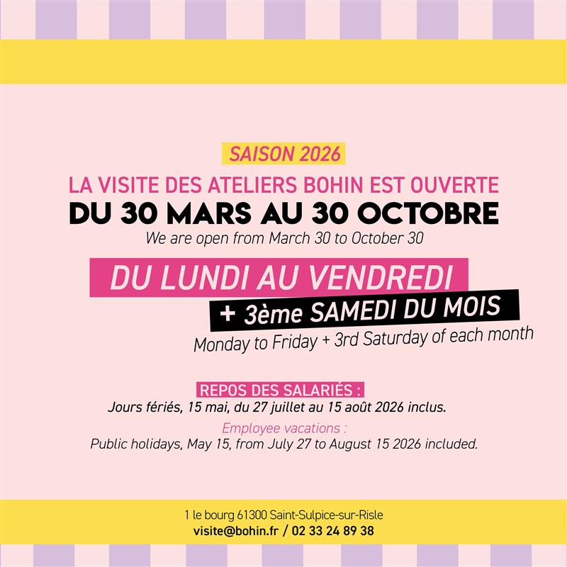 Bohin Cartes cadeaux Visites libres atelier adulte