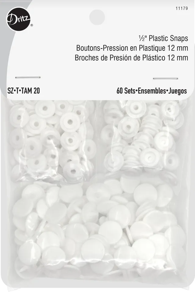 Dritz Fasteners & Closures boutons pression plastique blanc 12mm x60