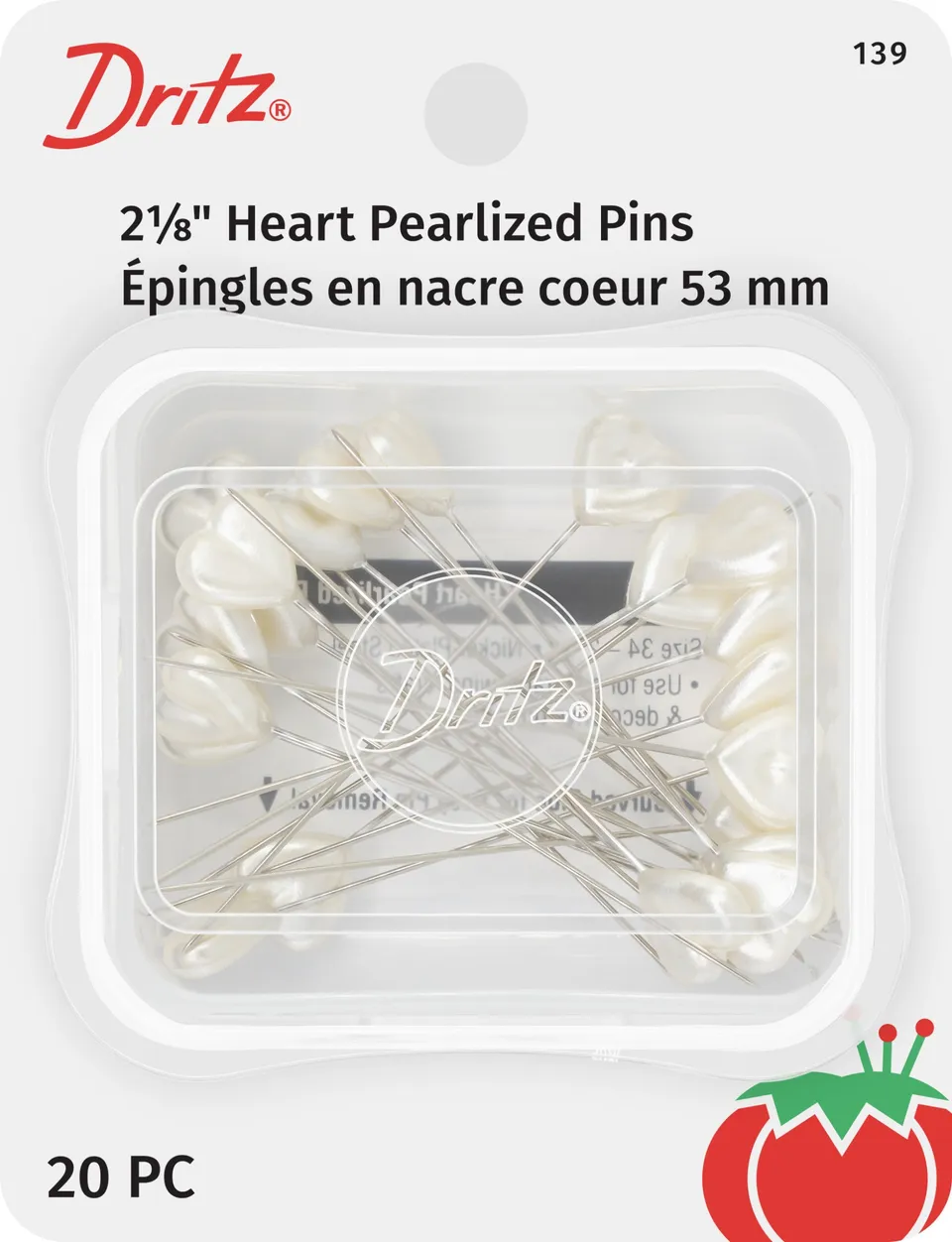Dritz 139 épingle couture coeur blanc 54 mm 20 pièces