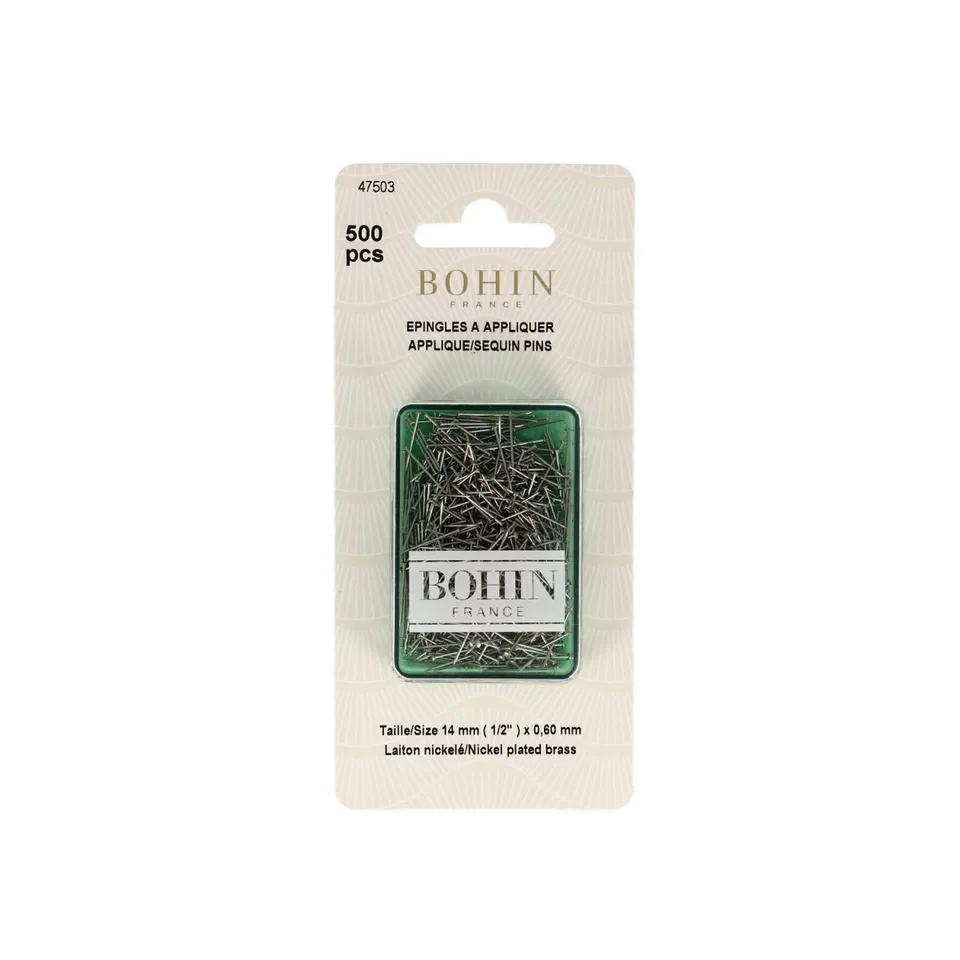 Bohin Épingles appliqué argent 14 mm boîte 500